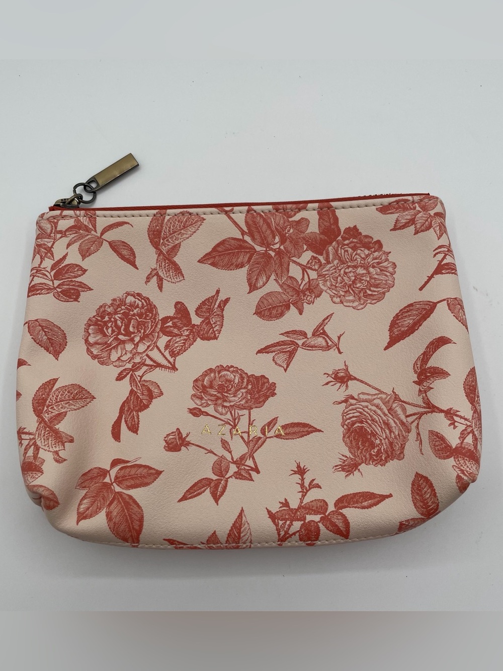 AZARIA Doux Vegan Leather Clutch Mini Vintage Rose Floral Cosmetic‎ Travel Bag